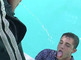 Nude boys` pissing fantasies in the swimming pool